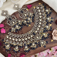 Blue Victorian Diamond High Neck Choker-VV454