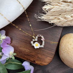 Vriksham Heart Flower Pendant Anti Tarnish Stainless Steel Necklace Chain-G17679