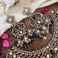 Blue Victorian Diamond High Neck Choker-VV454