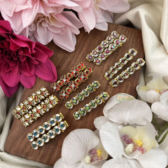 Return Gift Elegant Gemstone & Enamel Hair Clips-Set Of 6-H1140