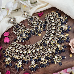 Blue Victorian Diamond High Neck Choker-VV454