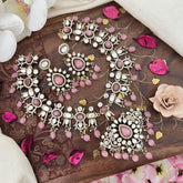 Premium Baby Pink Victorian Diamond Neckpiece-VV1861