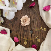 Vriksham 3 Lakshmi Coin Pendant Invisible Chain-Green-G16962