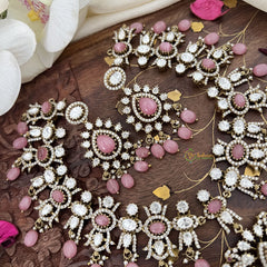 Premium Baby Pink Victorian Diamond Neckpiece-VV1861