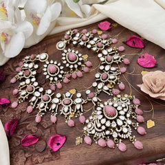 Premium Baby Pink Victorian Diamond Neckpiece-VV1861