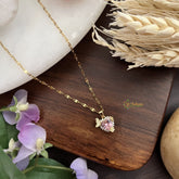 Vriksham Pastel Pink Heart Pendants Anti Tarnish Stainless Steel Necklace Chain-G17682