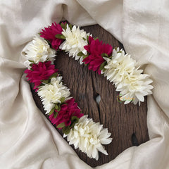 Vriksham Artificial Mixed Pink & White Gajra Veni for Hair Accessories-HF-H1102