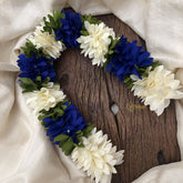 Vriksham Artificial Mixed Blue & White Gajra Veni for Hair Accessories-HF-KH1103