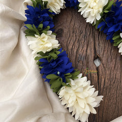 Vriksham Artificial Mixed Blue & White Gajra Veni for Hair Accessories-HF-H1103