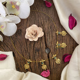 Vriksham 5 Lakshmi Coin Pendant Invisible Chain-Green-G16965