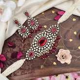 Pearl Victorian Diamond High Neck Choker-RED-VV002