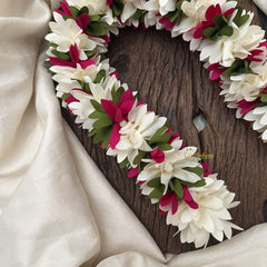 Vriksham Artificial Mixed Pink White Gajra Veni for Hair Accessories-HF-H1101