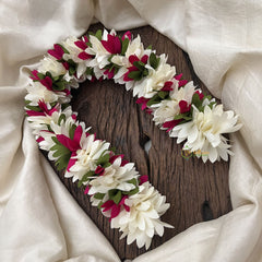 Vriksham Artificial Mixed Pink White Gajra Veni for Hair Accessories-HF-H1101