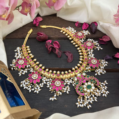 Vriksham Exquisite Dual Peacock Floral Kundan Jadau Guttapusalu Neckpiece-J2960