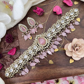 Precious Victorian Diamond High Neck Choker-Tilak-Baby Pink-VV1903
