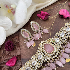 Precious Victorian Diamond High Neck Choker-Tilak-Baby Pink-VV1903