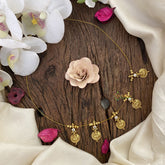 Vriksham 5 Lakshmi Coin Pendant Invisible Chain-White-G16966