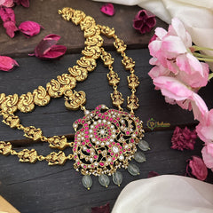 Vriksham Intricate Lakshmi Layered Dual Peacock Jadau Kundan Pendant Short Neckpiece-J2965