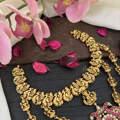 Vriksham Intricate Lakshmi Layered Dual Peacock Jadau Kundan Pendant Short Neckpiece-J2965