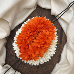 Vriksham Artificial Gajra For Hair Bun-Orange White-HF-H1090