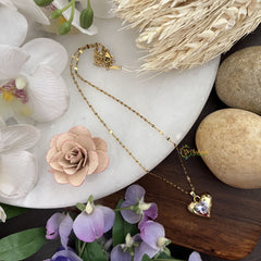 Vriksham Antique Hearth Shape AD Stone Pendant Anti Tarnish Stainless Steel Necklace Chain-G17665