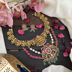 Vriksham Lakshmi Peacock With Dual Peacock Jadau Kundan Pendant Short Neckpiece-J2966