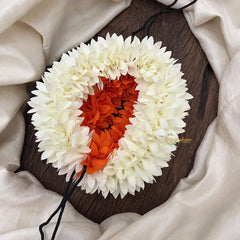 Vriksham Artificial Gajra For Hair Bun-Orange White-HF-H1090