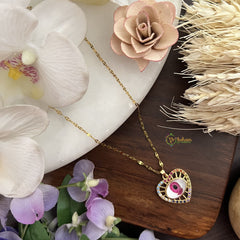 Vriksham Heart With Eye Pendant Anti Tarnish Stainless Steel Necklace Chain-G17676