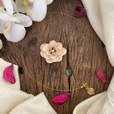 Vriksham Lakshmi Coin Pendant Invisible Chain-Red-G16960