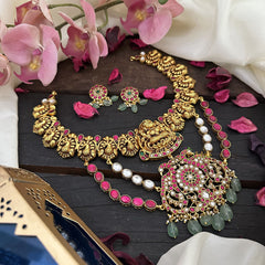 Vriksham Lakshmi Peacock With Dual Peacock Jadau Kundan Pendant Short Neckpiece-J2966