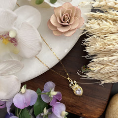 Vriksham Heart With Crown Pendant Anti Tarnish Stainless Steel Necklace Chain-G17677