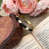 Vriksham Nautical Black & White Gold-Plated Striped Enamel Openable Kada Bangle-G21856