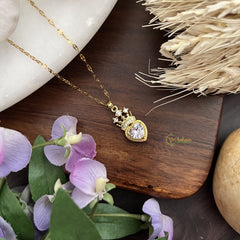 Vriksham Heart With Crown Pendant Anti Tarnish Stainless Steel Necklace Chain-G17677