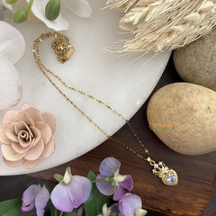 Vriksham Heart With Crown Pendant Anti Tarnish Stainless Steel Necklace Chain-G17677