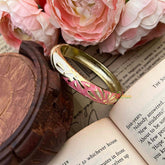 Vriksham Blush Pink Garden Motif Gold-Tone Enamel Openable Kada Bangle-G21860