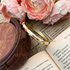 Vriksham Cream & Pink Bold Diamond Pattern With Gold-Toned Enamel Openable Kada Bangle-G21867