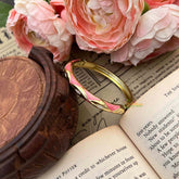 Vriksham Pink & Cream Bold Diamond Pattern With Gold-Toned Enamel Openable Kada Bangle-G21869