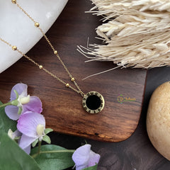 Vriksham Clock Style Roman Number Pendant Anti Tarnish Stainless Steel Necklace Chain-G17666