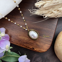 Vriksham Unique Oval Shape Pendant Anti Tarnish Stainless Steel Necklace Chain -G17661