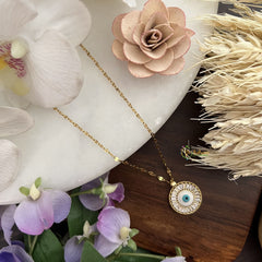 Vriksham Evil Eye Pendant Anti Tarnish Stainless Steel Necklace Chain-G17668