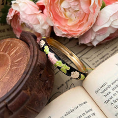 Vriksham Vintage Inspired With Garden Floral Motif Enamel Openable Kada Bangle-G21845