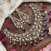 Stylish Victorian Diamond Choker- Blue Beads-VV1464