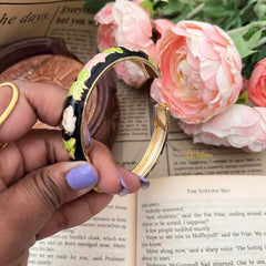 Vriksham Vintage Inspired With Garden Floral Motif Enamel Openable Kada Bangle-G21845
