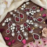 Ruby Red Victorian Diamond Choker Short Neckpiece -VV1214