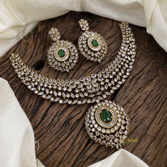 Victorian Diamond Choker Short Neckpiece - Dark Green - VV1361