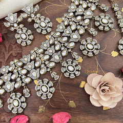 Three Layer Victorian Diamond High Neck Choker-VV1958