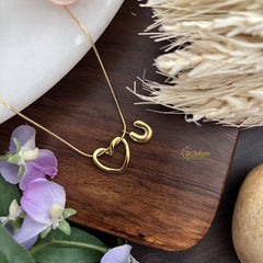 Vriksham Heart With Letter U Pendant Anti Tarnish Stainless Steel Necklace Chain-G17664