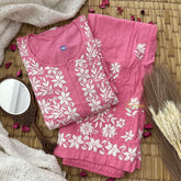 Vriksham Pink Chikankari Kurti & Pajama Set-VS4333