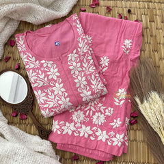 Vriksham Pink Chikankari Kurti & Pajama Set-VS4333