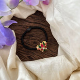 Premium Jadau Kundan Lotus Pendant Rubber Band-J2351